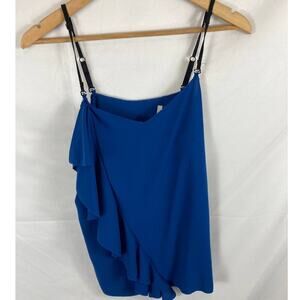 RACHEL Rachel Roy Ruffle Side Tank Blue Size Medium